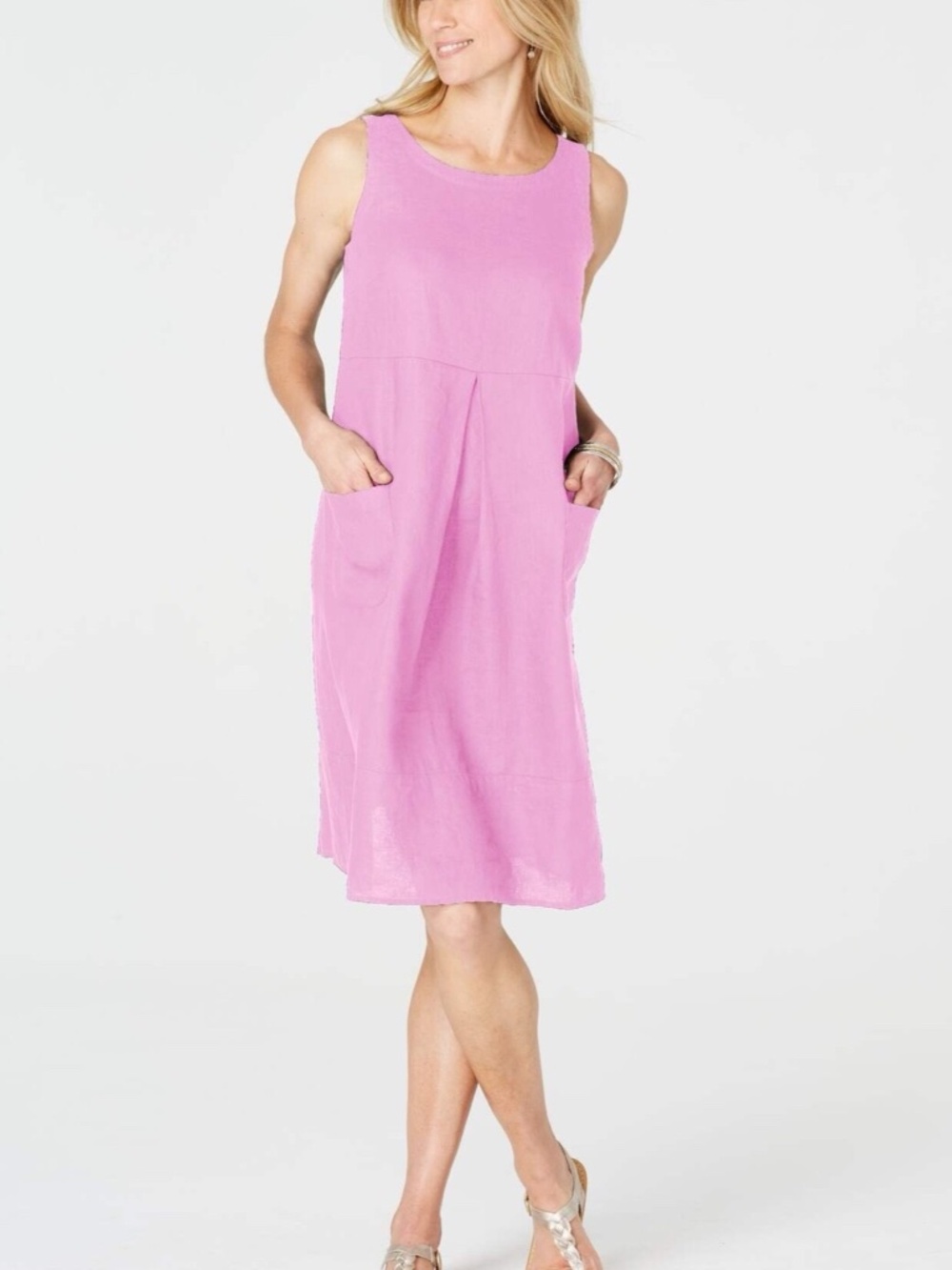 J. Jill Lotus Pink Sleeveless Linen Relaxed Fit Midi Dress S